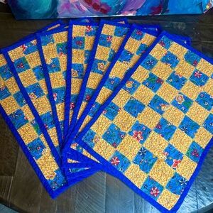 Set 7 Vintage Handmade Quilted Patchwork Placemats Floral Cottage Spring